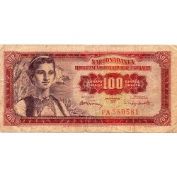 YOUGOSLAVIE - PICK 69 - 100 DINARA - 01/05/1955
