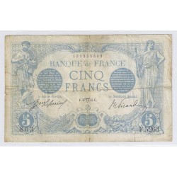 FAY 02/26 - 5 FRANCS BLEU - 17/04/1915 - TAUREAU -  TRES TRES BEAU - PICK 70