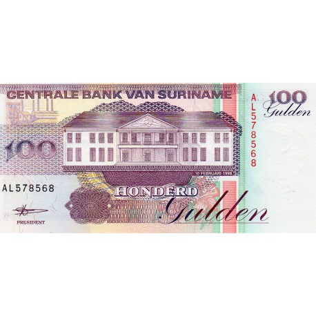 SURINAME - PICK 139 b - 100 GULDEN - 10/02/1998