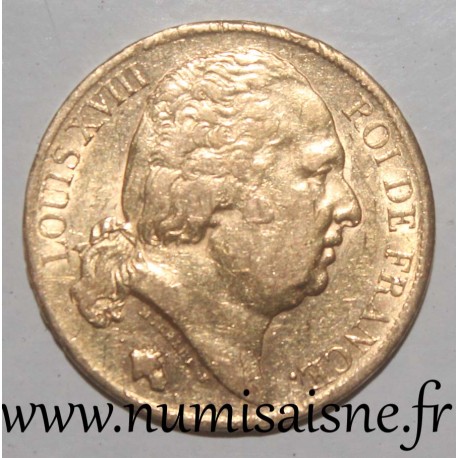 FRANCE - KM 712 - 20 FRANCS 1820 A - Paris - GOLD - LOUIS XVIII