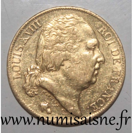 FRANCE - KM 712 - 20 FRANCS 1818 A - Paris - GOLD - LOUIS XVIII