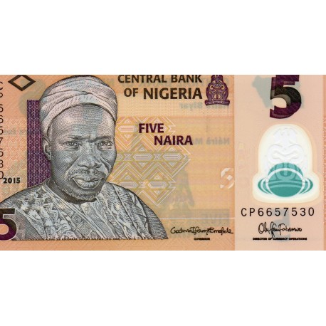 NIGERIA -  PICK 38 f  - 5 NAIRA 2015 - POLYMER