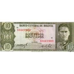 BOLIVIE - PICK 154 a - 10  PESOS BOLIVIANOS - 13/07/1962