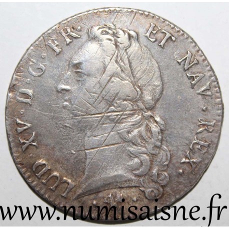 FRANCE - Gad 322 - LOUIS XV - ECU WITH HEADBAND 1761 L - Bayonne - streaks of adjustment - KM 512