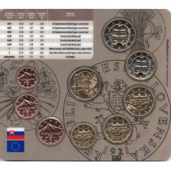 SLOVAKIA - 3.88€ MINTSET 2021 - UNC in Blistercard - 8 coin and 1 medal