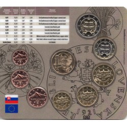 SLOVAQUIE - COFFRET EURO BRILLANT UNIVERSEL 2021 - 8 PIECES (3.88 euros) avec 1 MEDAILLE