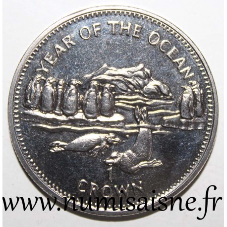 ISLE OF MAN - KM 898 - 1 CROWN 1998 - YEAR OF THE OCEAN - PENGUINS AND SEALS