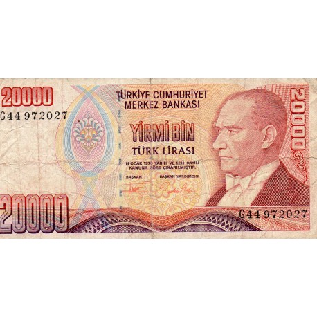 TURKEY - PICK 202 - 20 000 LIRA - L 1970 (1995)
