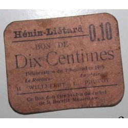 FRANCE - 62 - HENIN LIETARD - 10 CENT 1915