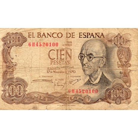 ESPAGNE - PICK 152 a  - 100 PESETAS - 17/11/1970