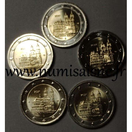 GERMANY - 2 EURO 2021 - 5 Mint mark A D F G J - MAGDEBOURG CATHEDRAL