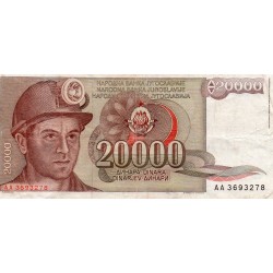 YUGOSLAVIA - PICK 95 - 20 000 DINARA - 01/05/1987