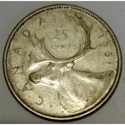 CANADA - KM 52 - 25 CENTS 1961 - ELISABETH II - CARIBOU