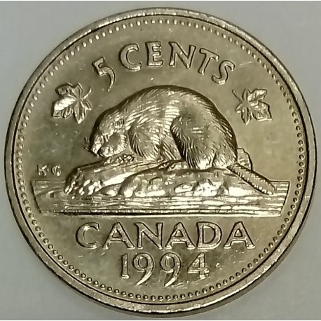 CANADA - KM 182 - 5 CENTS 1994 - ELISABETH II - CASTOR