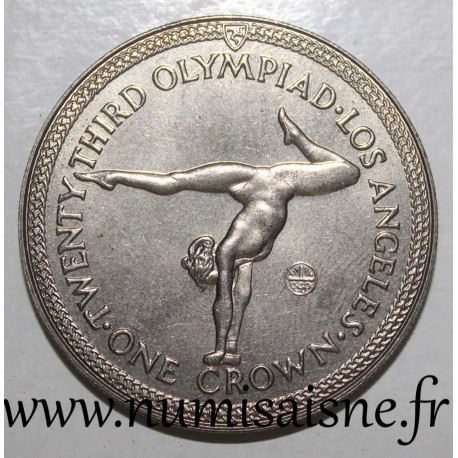 ISLE OF MAN - KM 119 - 1 CROWN 1984 - JEUX OLYMPIQUE - LOS ANGELES - Gymnastic