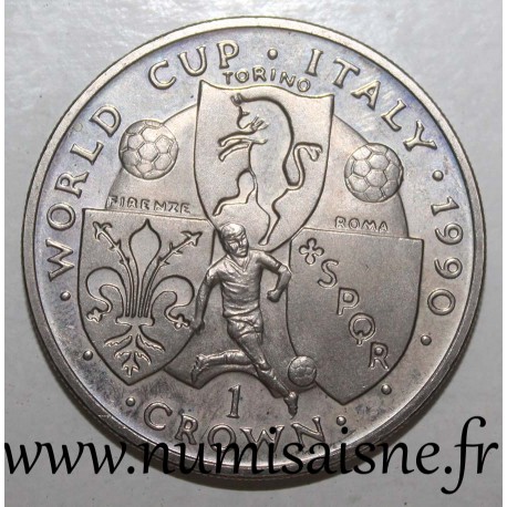 ISLE OF MAN - KM 270 - 1 CROWN 1990 - FOOTBALL WORLD CUP - ITALY