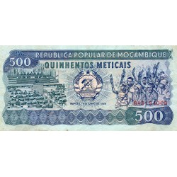 MOZAMBIQUE - PICK 131 c  - 500 METICAIS - 16/06/1989
