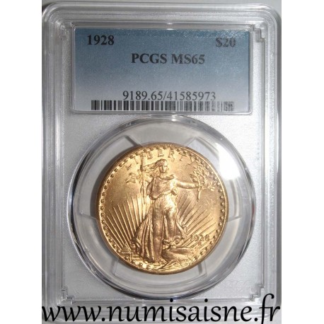 UNITED STATES - KM 131 - 20 DOLLARS 1928 - Philadelphia - SAINT GAUDENS - DOUBLE EAGLE - With motto - PCGS MS 65