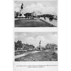 County - 62200 - PAS DE CALAIS - BOULOGNE-SUR-MER - STATUE OF GENERAL SAN MARTIN AND THE CASINO - BEFORE AND AFTER THE WAR