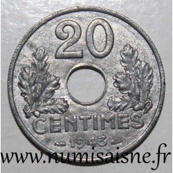 FRANKREICH - KM 900 - 20 CENTIMES 1943 - TYP 20