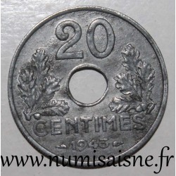FRANKREICH - KM 900 - 20 CENTIMES 1943 - TYP 20 - Dünn Rand