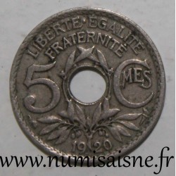 GADOURY 170 - 5 CENTIMES 1920 - TYPE LINDAUER - PETIT MODULE - KM 875