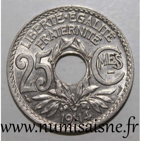 FRANCE - KM 867 - 25 CENTIMES 1914 - TYPE LINDAUER