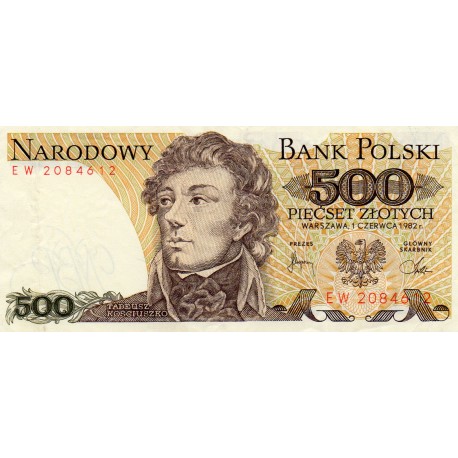 POLOGNE - PICK 145 d - 500 ZLOTYCH - 01.06.1982