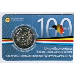 BELGIEN - 2 EURO 2021 - 100 JAHRE WIRTSCHAFTSUNION - Coincard