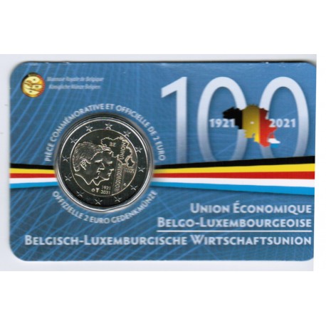 BELGIUM - 2 EURO 2021 - 100 YEARS OF ECONOMIC UNION - Coincard