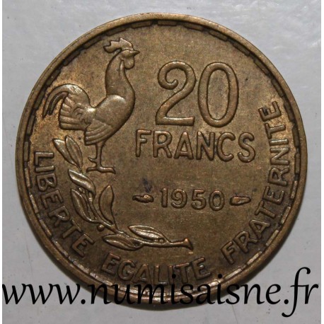 GADOURY 864 - 20 FRANCS 1950 - TYPE G.GUIRAUD - 3 PLUMES - KM 916.2