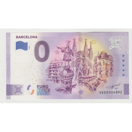 SPAIN - TOURISTIC 0 EURO SOUVENIR NOTE - BARCELONA - 2020