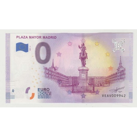 SPAIN - TOURISTIC 0 EURO SOUVENIR NOTE - PLAZA MAYOR MADRID - 2019