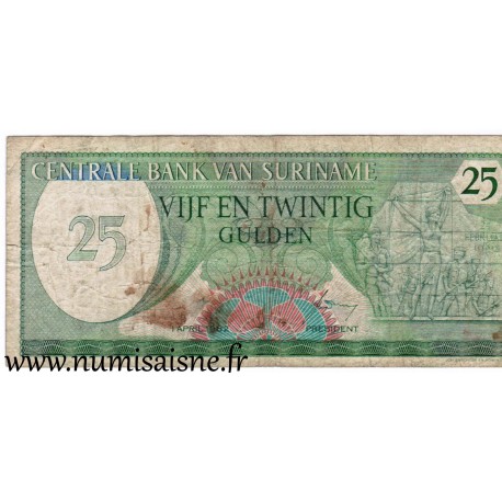 SURINAME - PICK 127 a - 25 GULDEN - 01/04/1982