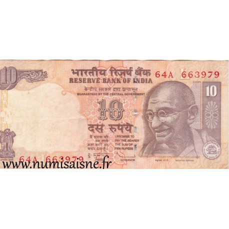 INDIA - PICK 95 k - 10 RUPEES - 2009 - LETTRE L