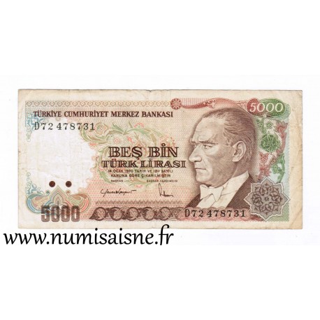 TURKEY - PICK 197 - 5 000 LIRA - L.1970 (1985)