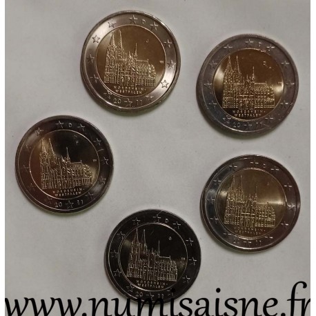 GERMANY - 2 EURO 2011 F - Mint marks A D F G J - WESTFALEN - Cologne Cathedral