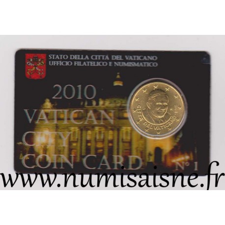 VATICAN - KM 387 - 50 CENT 2010 - POPE BENEDICT XVI -  Coincard