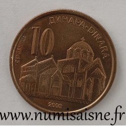 SERBIA - KM 37 - 10 DINARS 2003 - ORTHODOX MONASTERY OF STUDENICA