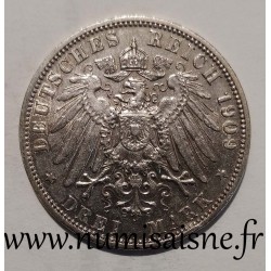 GERMANY - PRUSSIA - KM 527 - 3 MARK 1909 A - Berlin - WILHELM II