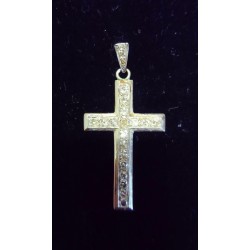 PENDENTIF CROIX OR BLANC - 18 CARATS - 18 BRILLANTS DE 0.40 CARATS