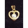 YELLOW GOLD PENDANT - 18 CARATS - HEART WITH CULTURED PEARL