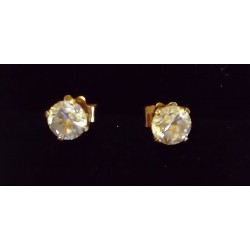 BOUCLES D'OREILLES OR JAUNE 18 CARATS ORNEES D'OXYDES DE ZIRCONIUM