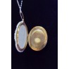 NECKLACE AND PENDANT "CASSOLETTE" GOLD 18 CARAT ADORNED WITH PEARLS OF 70 CM AND SHINY SIZE "PINK" (45 X 38 MM)