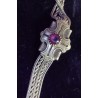 SILVER WATCH CHAIN WITH 4 AMETHYSTS