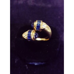 RING 'YOU AND ME' IN YELLOW GOLD - 18 CARATS - 12 SAPPHIRES AND 6 BRILLIANT - Size 59