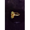 RING IN YELLOW GOLD - 18 CARATS - 2 EMERALDS AND 6 GLOSSES IN PINK SIZE - SIZE 54