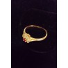 RING IN YELLOW GOLD - 18 CARATS - 1 RUBY AND 8 GLOSSES OF 0.02 CARATS - SIZE 54