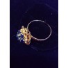 YELLOW GOLD RING - 18 CARATS - 7 SAPPHIRES OF 3 MM DIAMETER EACH