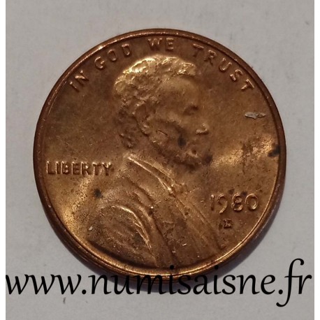 UNITED STATES - KM 201a - 1 CENT 1980 D - Denver - LINCOLN MEMORIAL PENNY